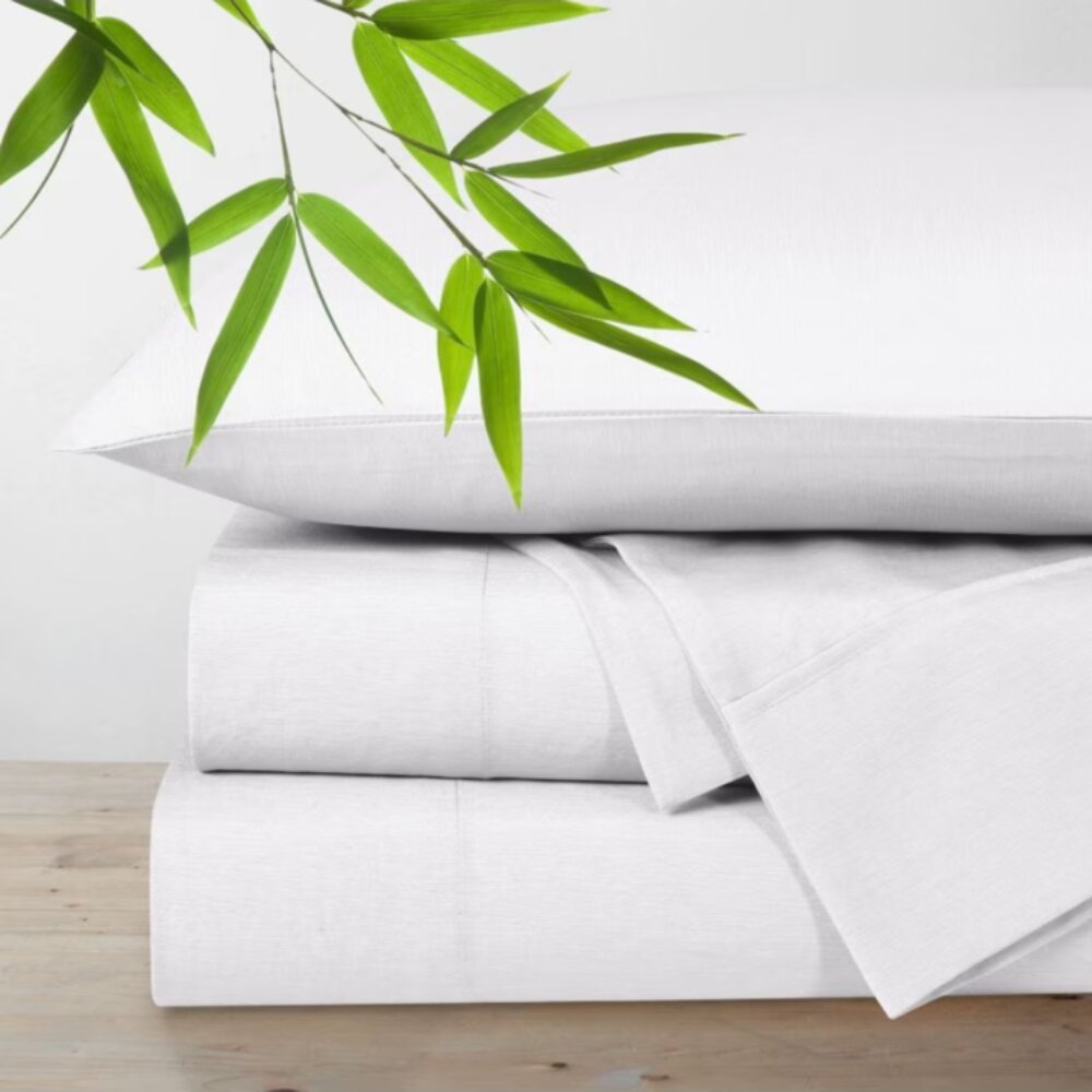 Luxury bamboo blend bedding arranged for a relaxed and restful night’s sleep White