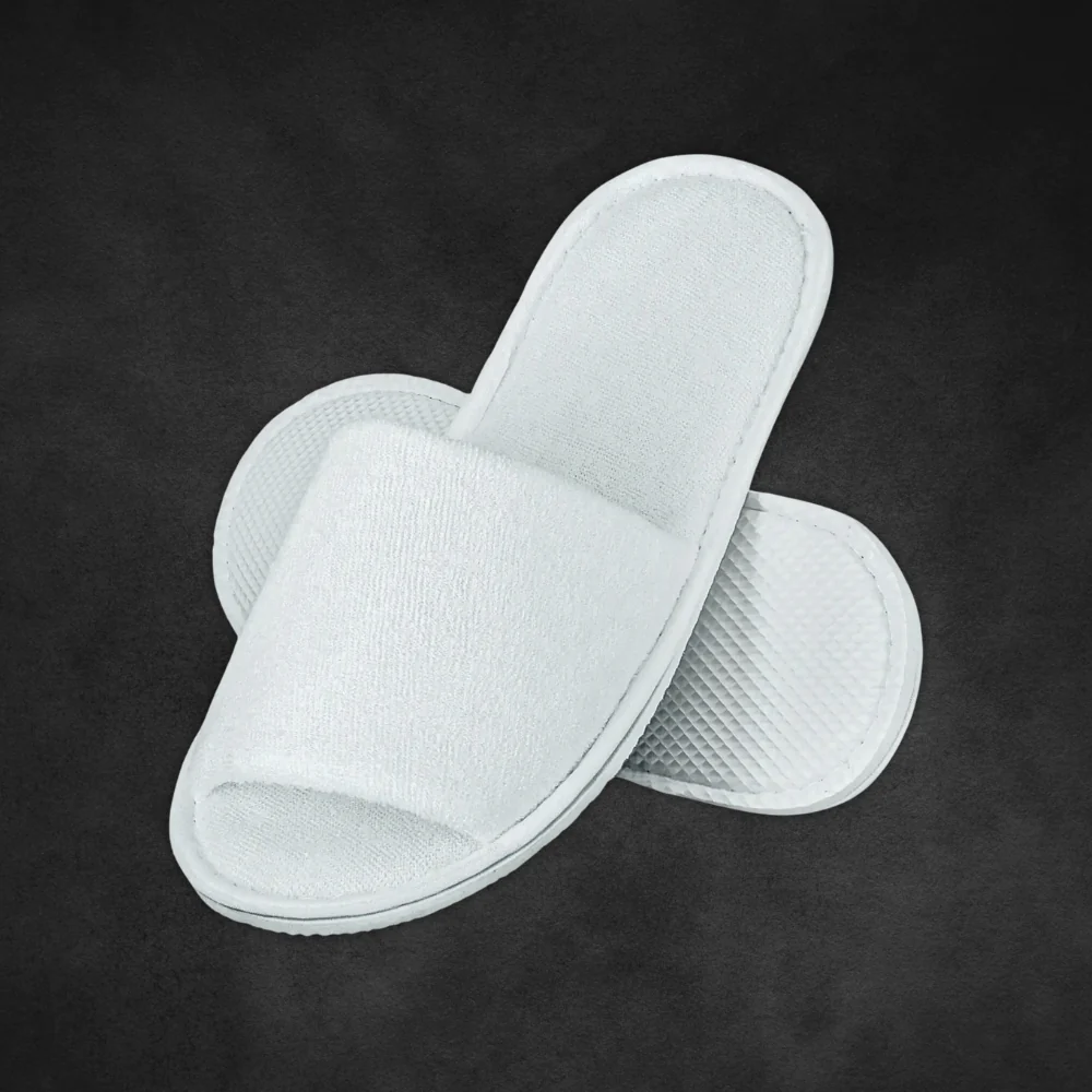 White closed toe slippers for cozy indoor wear