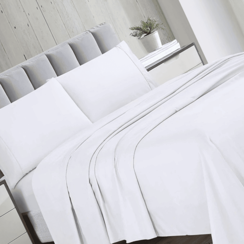 Soft hypoallergenic Microtec microfiber sheet fabric White