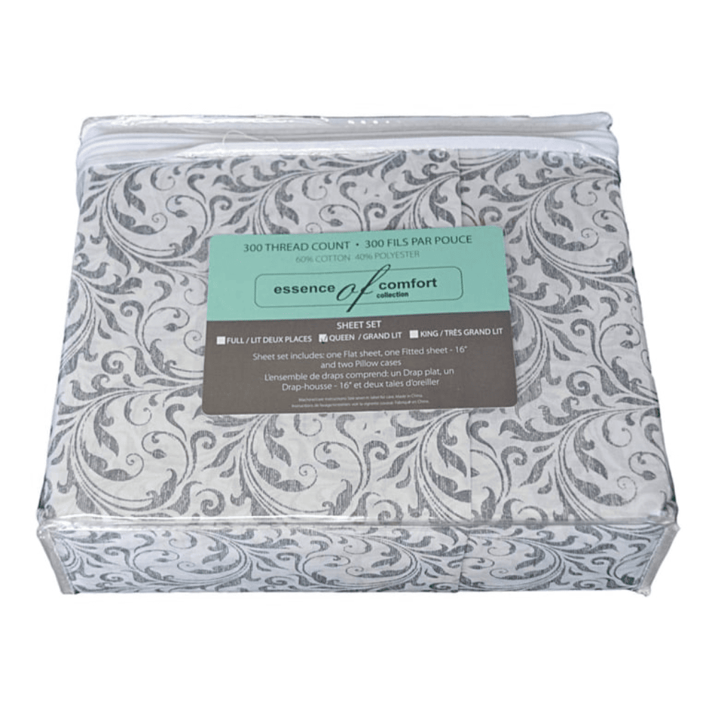 4-Piece Printed Sheet Set 300 thread count cotton and polyester blend oft and comfortable 