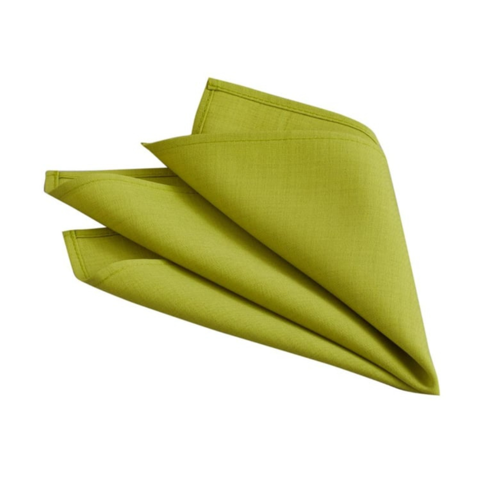 Mustard sateen pocket square with smooth wrinkle-resistant fabric for formal and professional wear