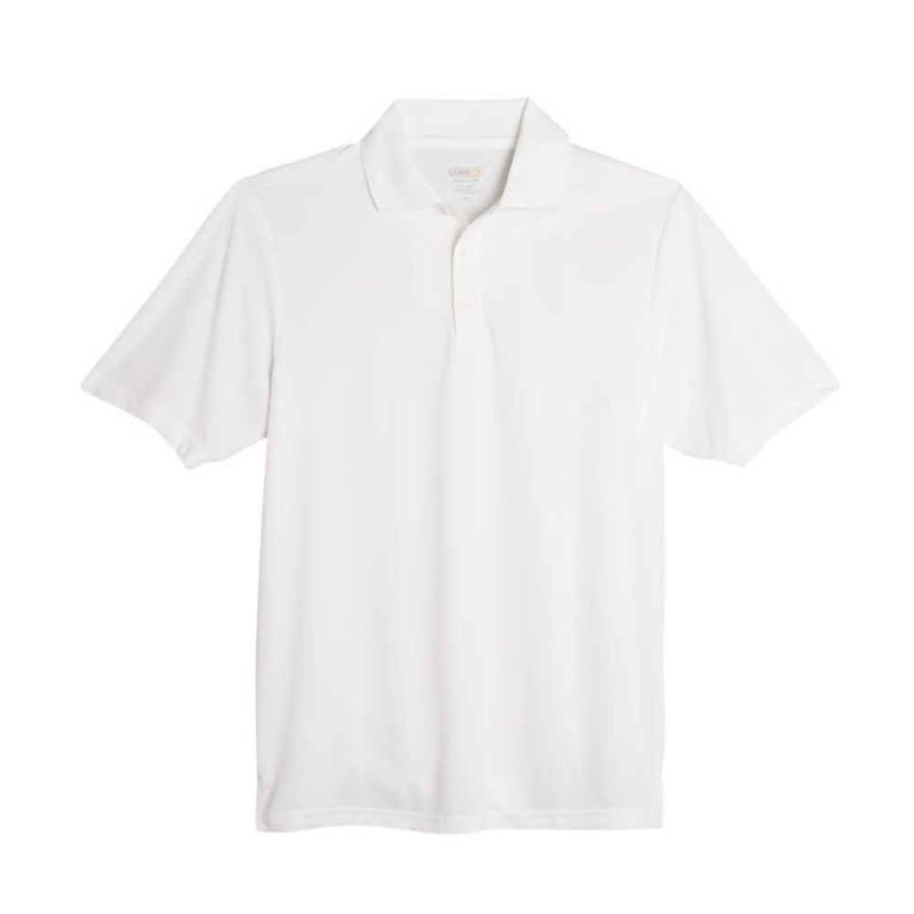 Plain white unisex polo shirt suitable for hotel, catering, and corporate workwear