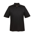 Hospitality staff black polo shirt featuring side vents, durable construction, and a clean modern fit