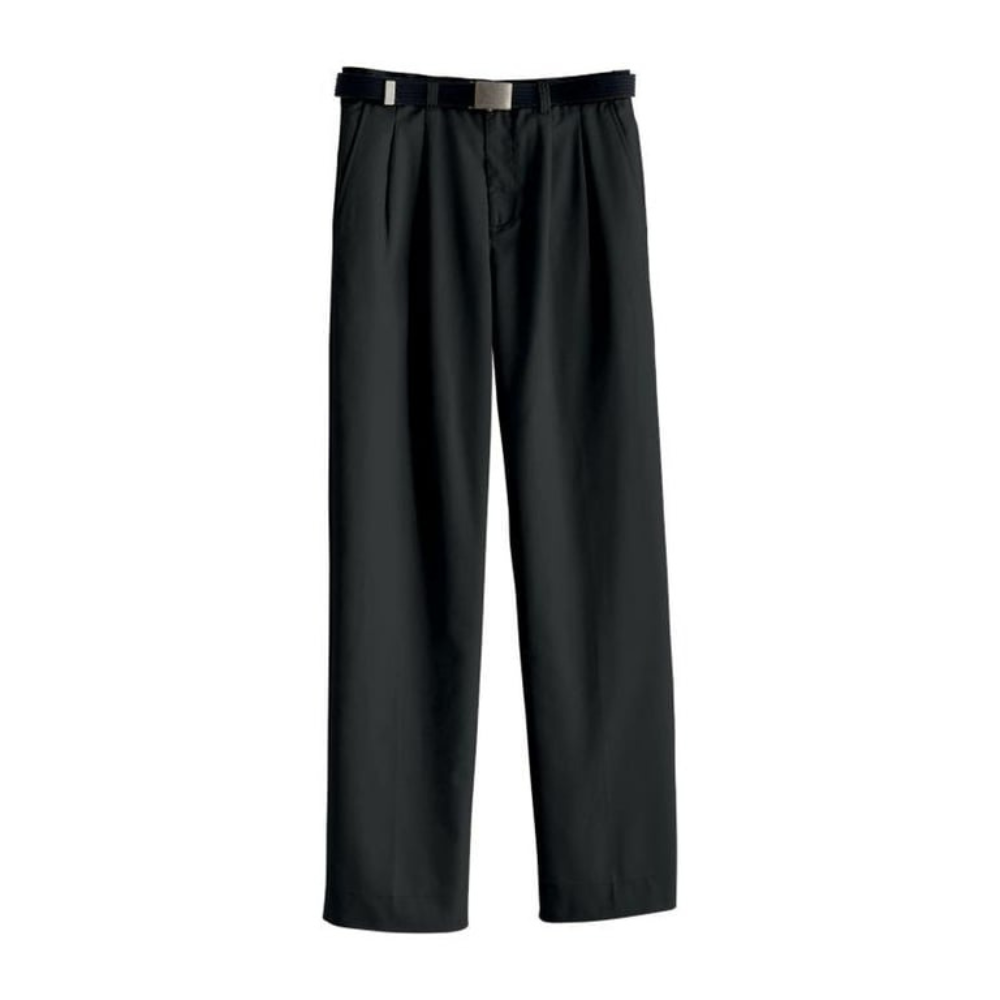 Men’s professional dress pants crafted from a wool blend with a clean flat front silhouette