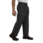 Men’s formal pants with a structured 37-inch fit, flat front construction, and polished finish