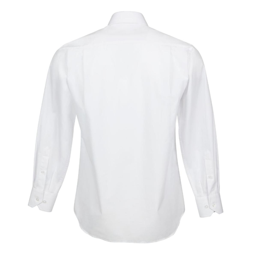 Men’s white tailored dress shirt designed for business and formal wear
