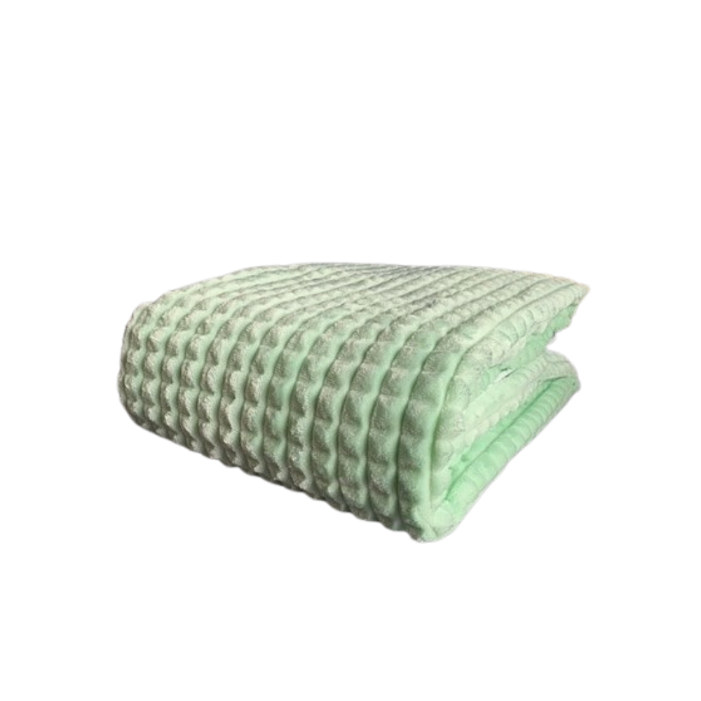 Velour fleece throw blanket designed for durability and softness green