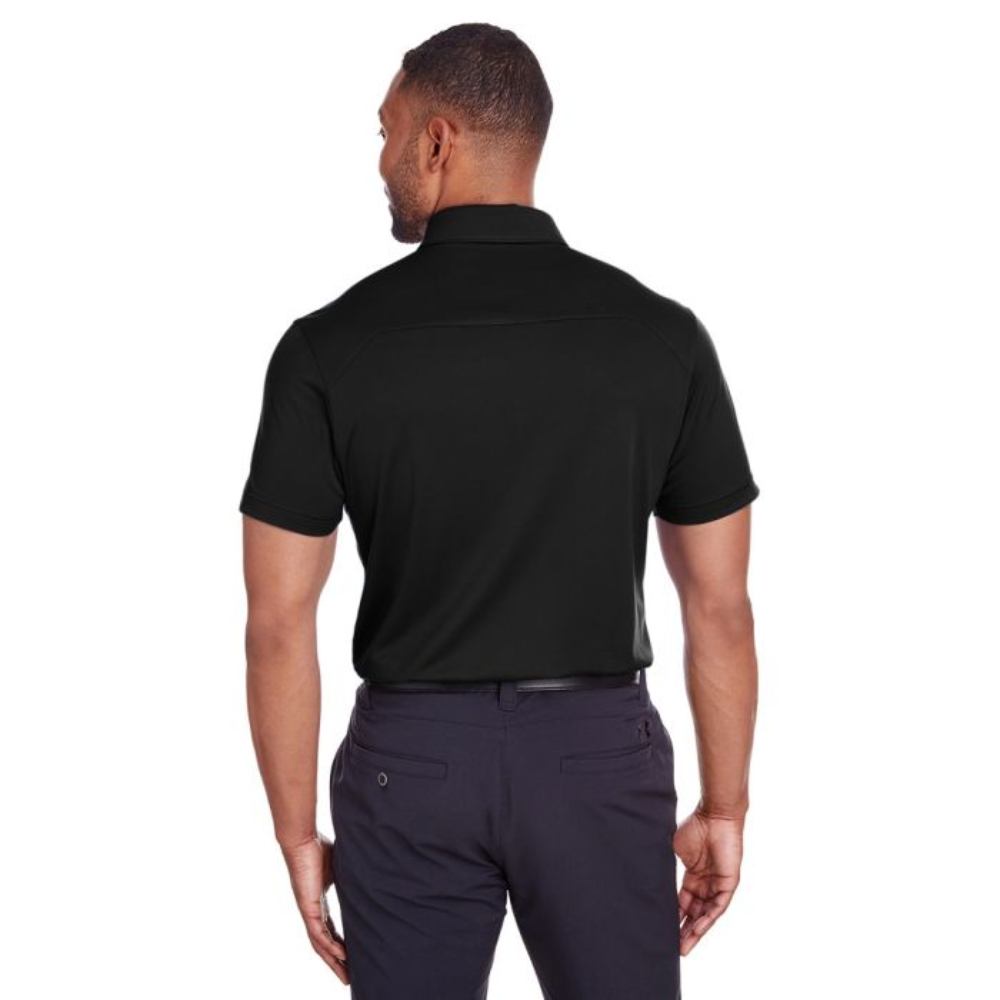 Plain black unisex polo shirt designed for hotel and catering uniforms with a polished, professional appearance