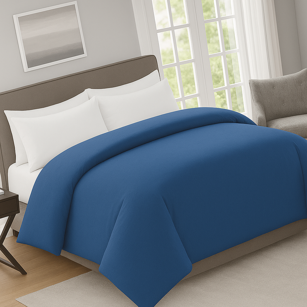 Hotel-quality duvet cover mini set styled for a refined and restful bedroom Blue
