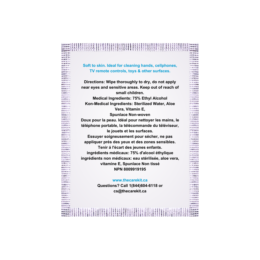 Alcohol wipes with aloe vera for gentle disinfecting