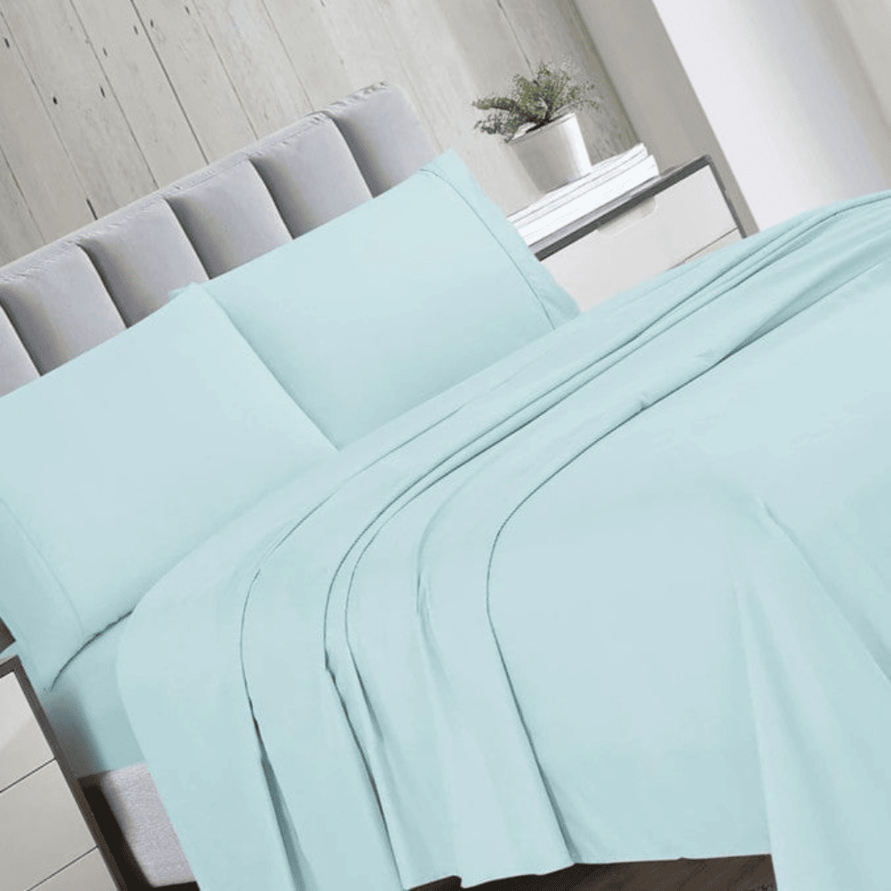 100% polyester microfiber bed sheet set with a smooth, breathable feel