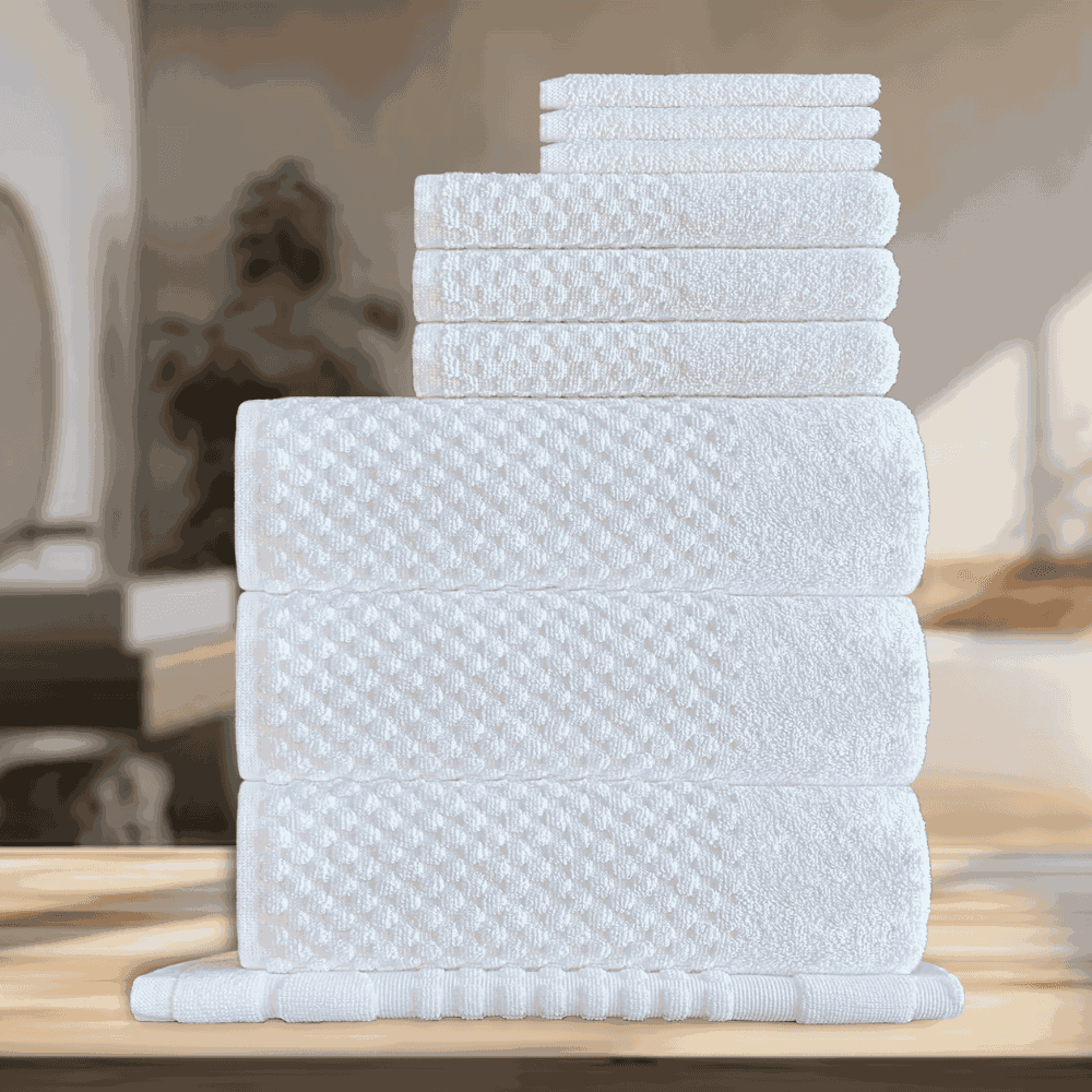  10 Pc Square pattern towel set offering comfort and reliability