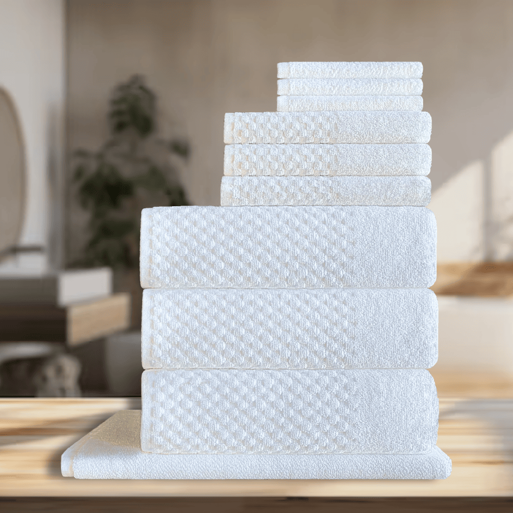 Elegant and functional hotel towels crafted for professional use, providing softness and quick-drying features Towel Set  10 Pc 