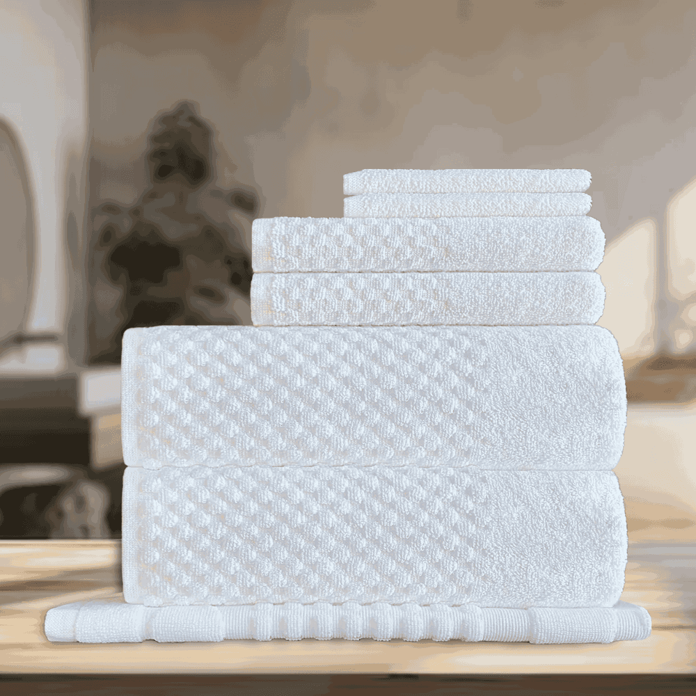 Towel Set 7 Pc Square pattern cotton towels combining softness and strength