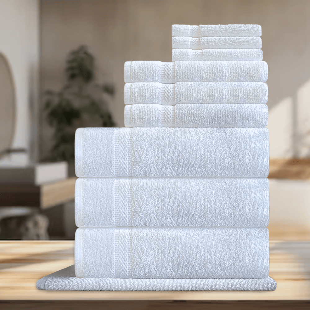 Shower towels featuring a clean and timeless design professional grade