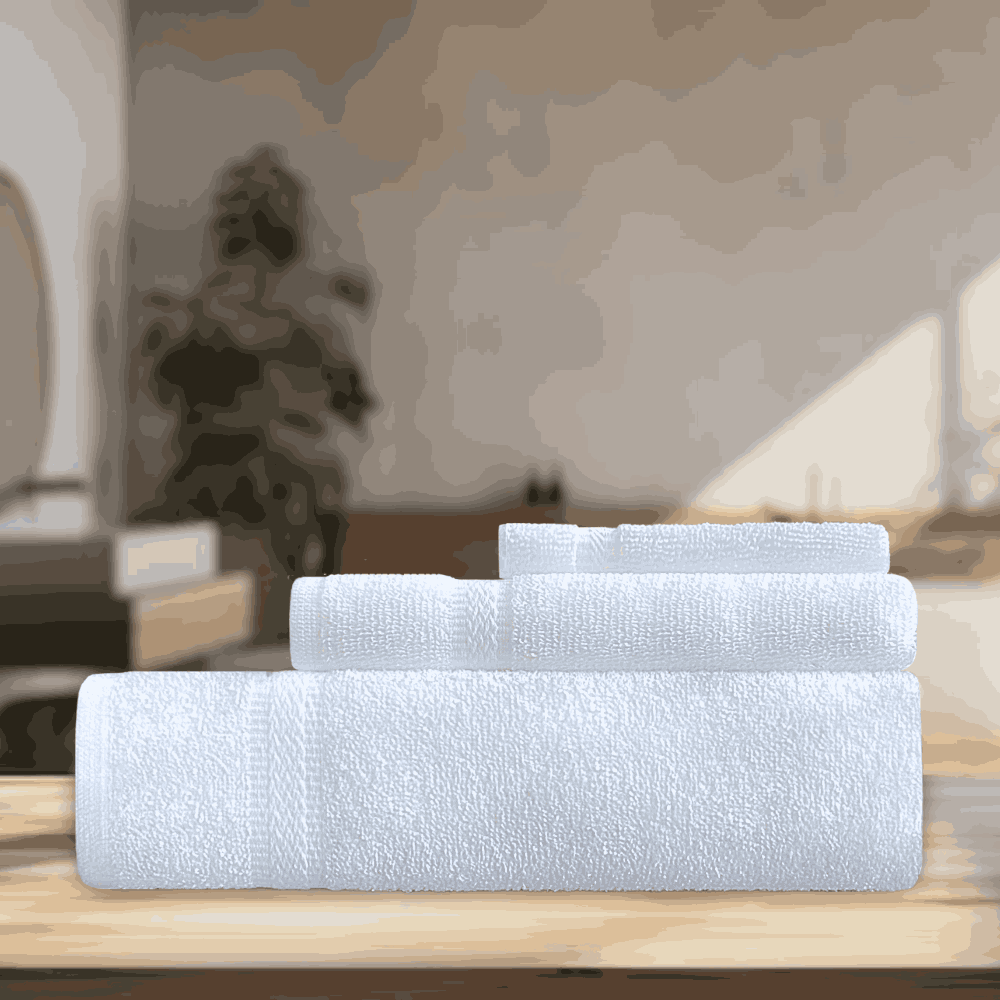 Bath towels with fast-drying cotton blend construction