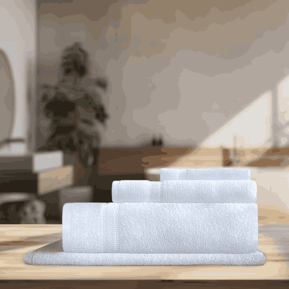 Versatile premium cotton towels featuring a classic design with reinforced durability