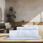 Versatile premium cotton towels featuring a classic design with reinforced durability