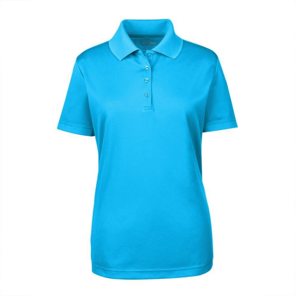 Professional blue polo shirt made from breathable cotton-polyester blend for hospitality and corporate wear