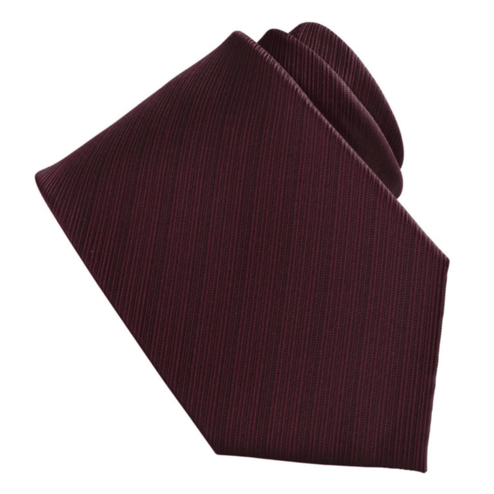 Burgundy striped tie made from premium wool-silk blend for formal and business wear
