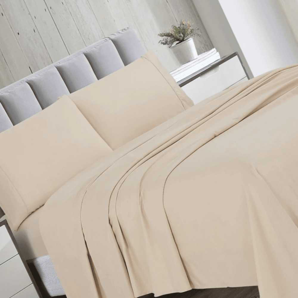 Soft microfiber bed sheet set creating a cozy and inviting sleep environment Cream