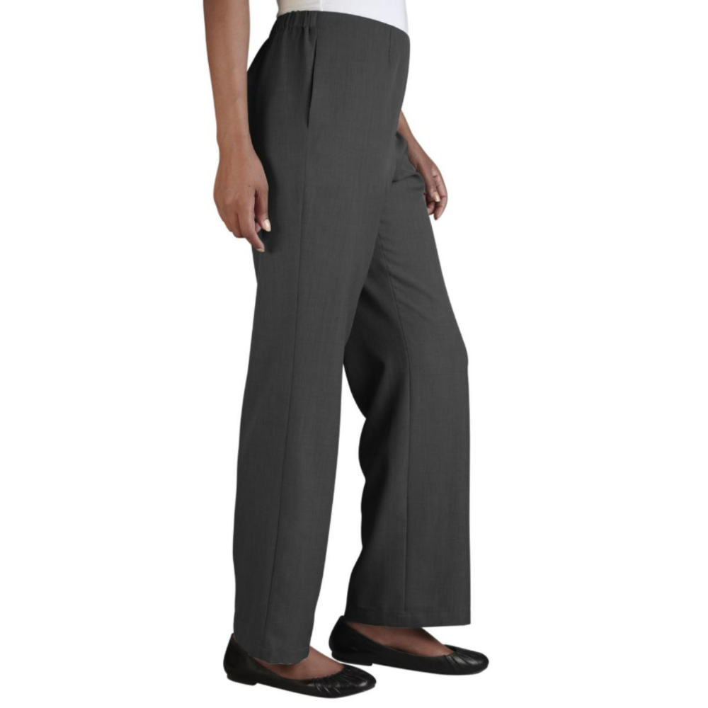 Women’s housekeeping uniform pants in grey with a tailored professional fit, two side pockets, and reinforced construction for durability