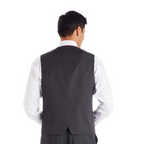 Men’s dark grey wool suit vest designed for weddings, hospitality uniforms, and professional attire