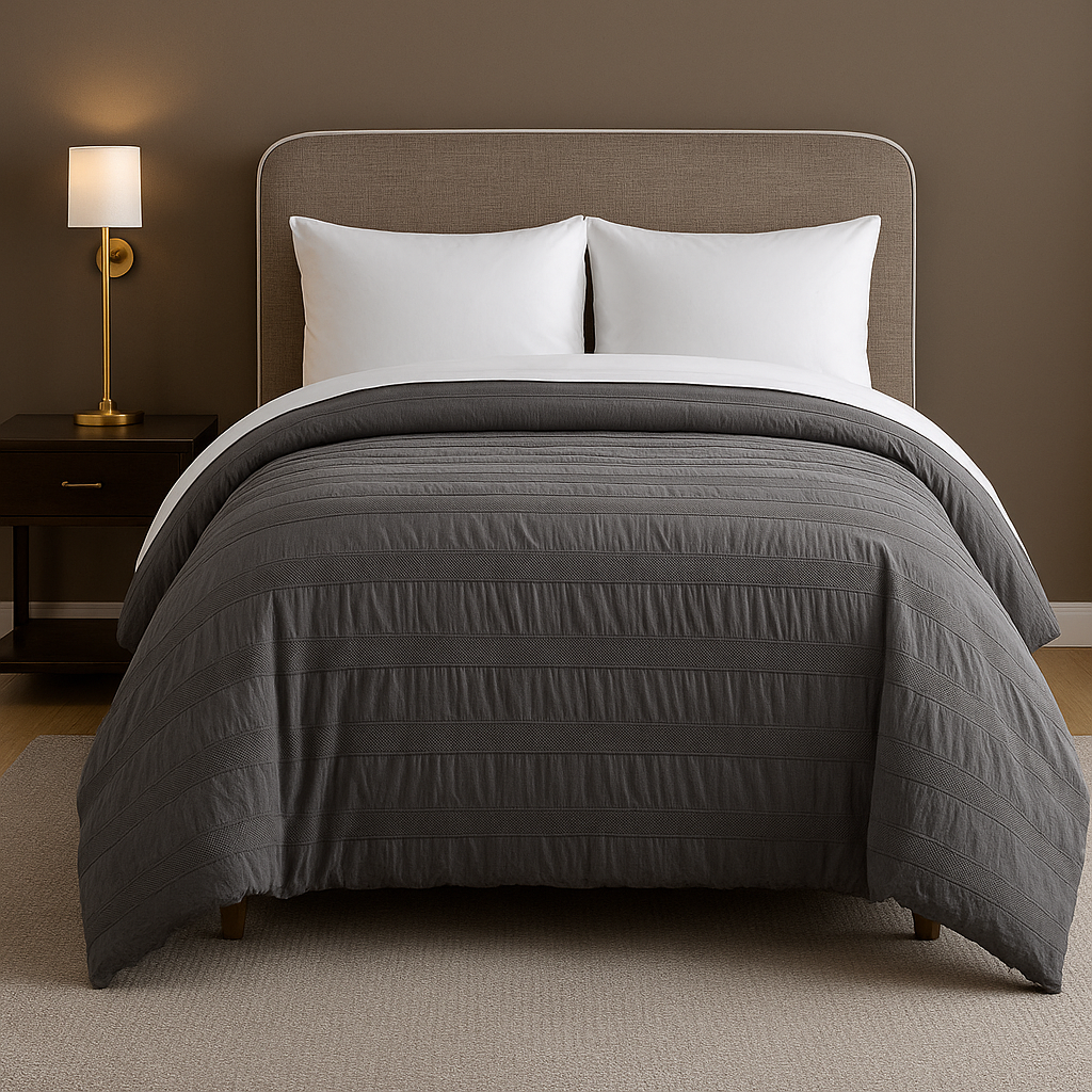 Cotton duvet set including duvet cover and matching pillow shams for a cohesive look Black