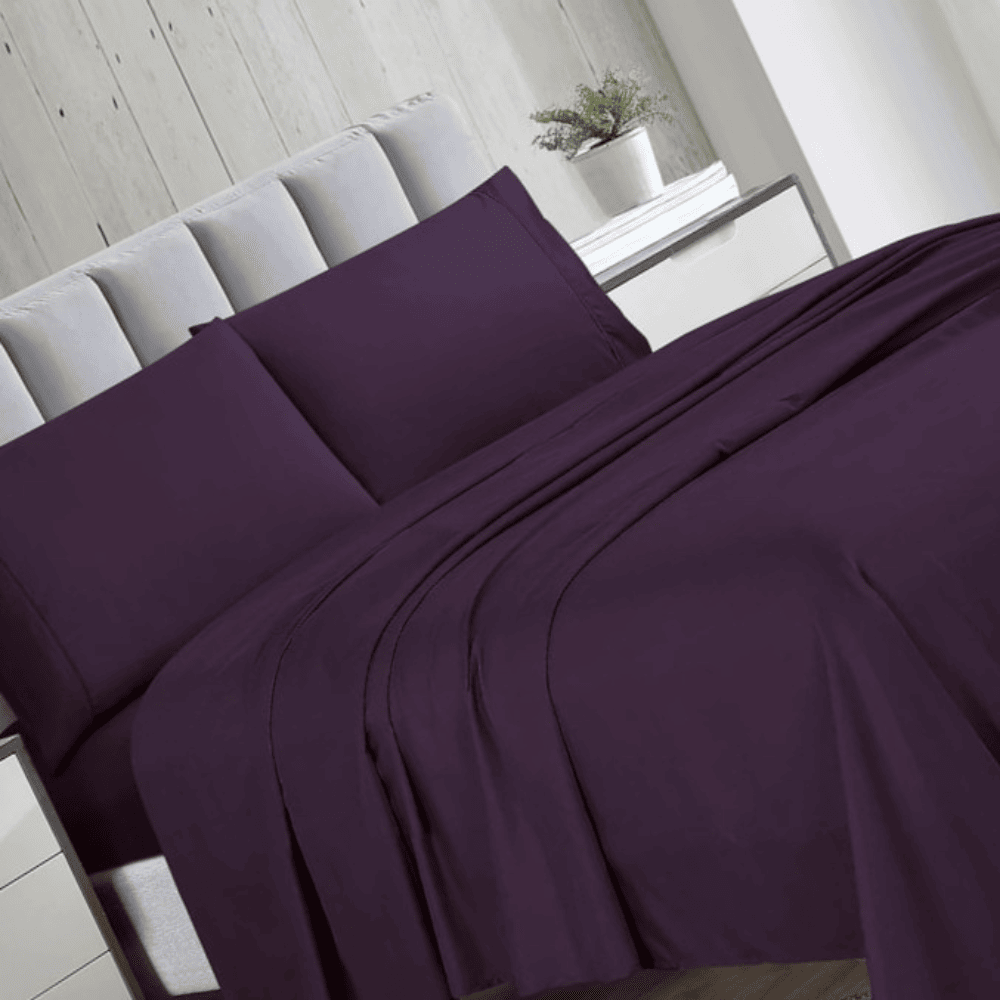 Breathable microfiber bed sheets designed for comfortable, all-season sleep Eggplant