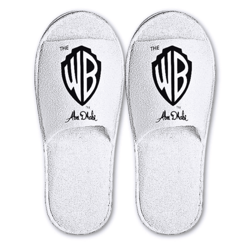 White open toe slippers with WB embroidered logo