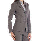 Charcoal grey women’s dress pants made from wool blend fabric with stretch