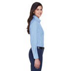 Women's classic gingham check shirt with tailored silhouette for office and hospitality uniforms