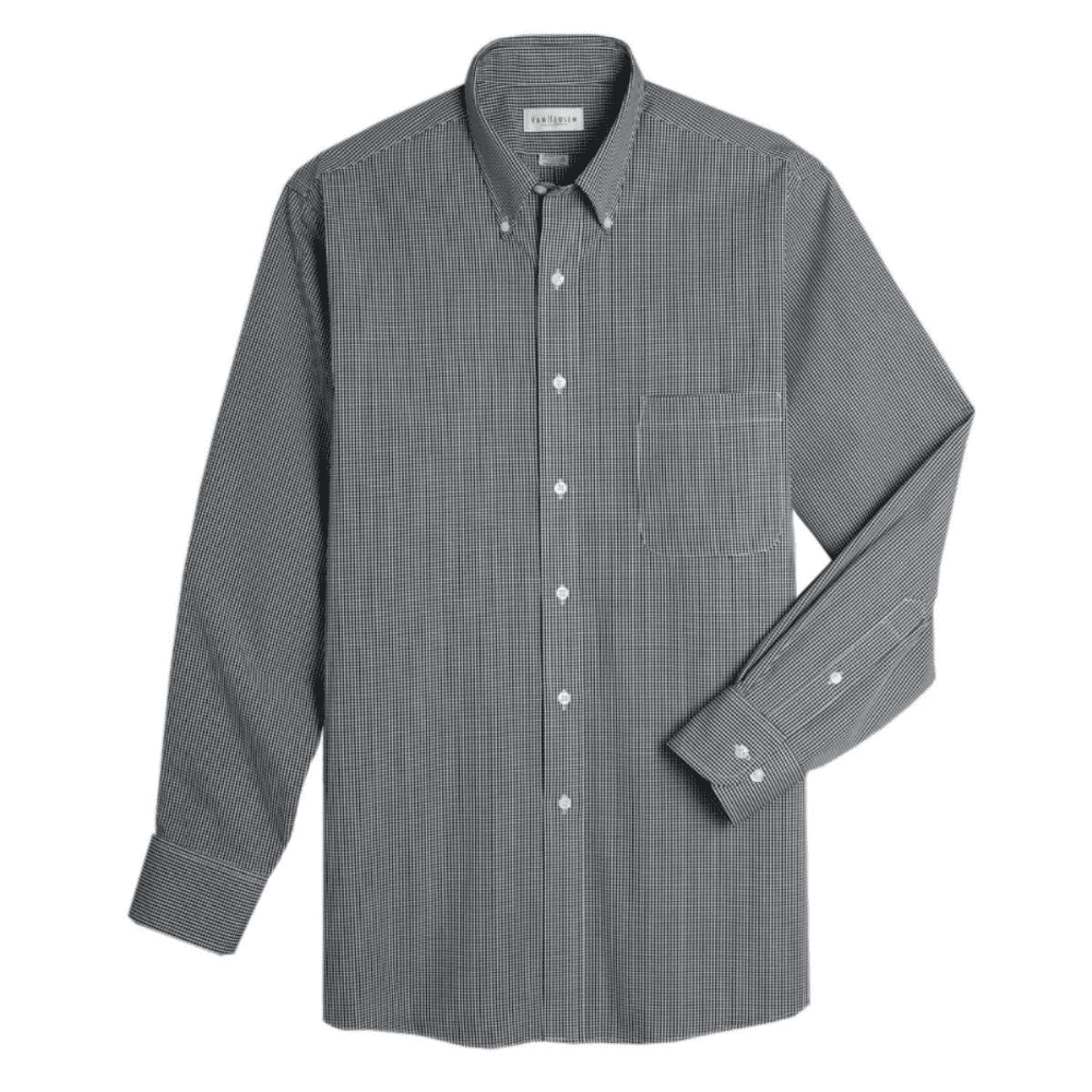 Grey gingham shirt with tailored fit made from breathable wrinkle-resistant cotton blend