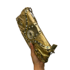 Mini faux leather handbag with elegant jewel ornament for special occasions