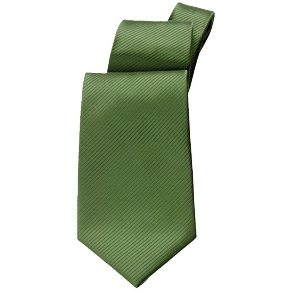 Green satin tie made from premium polyester with smooth sheen for formal and professional wear