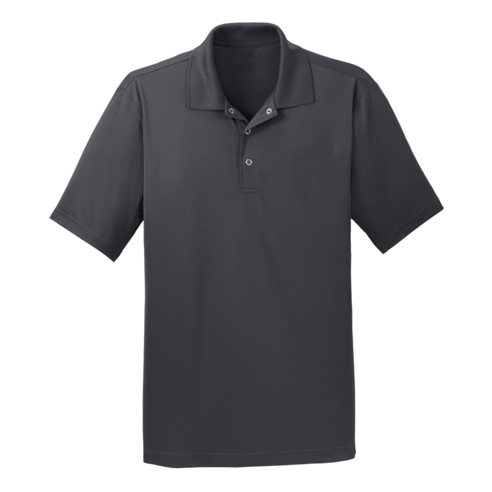 Modern grey unisex polo shirt suitable for hotel, restaurant, and corporate uniforms