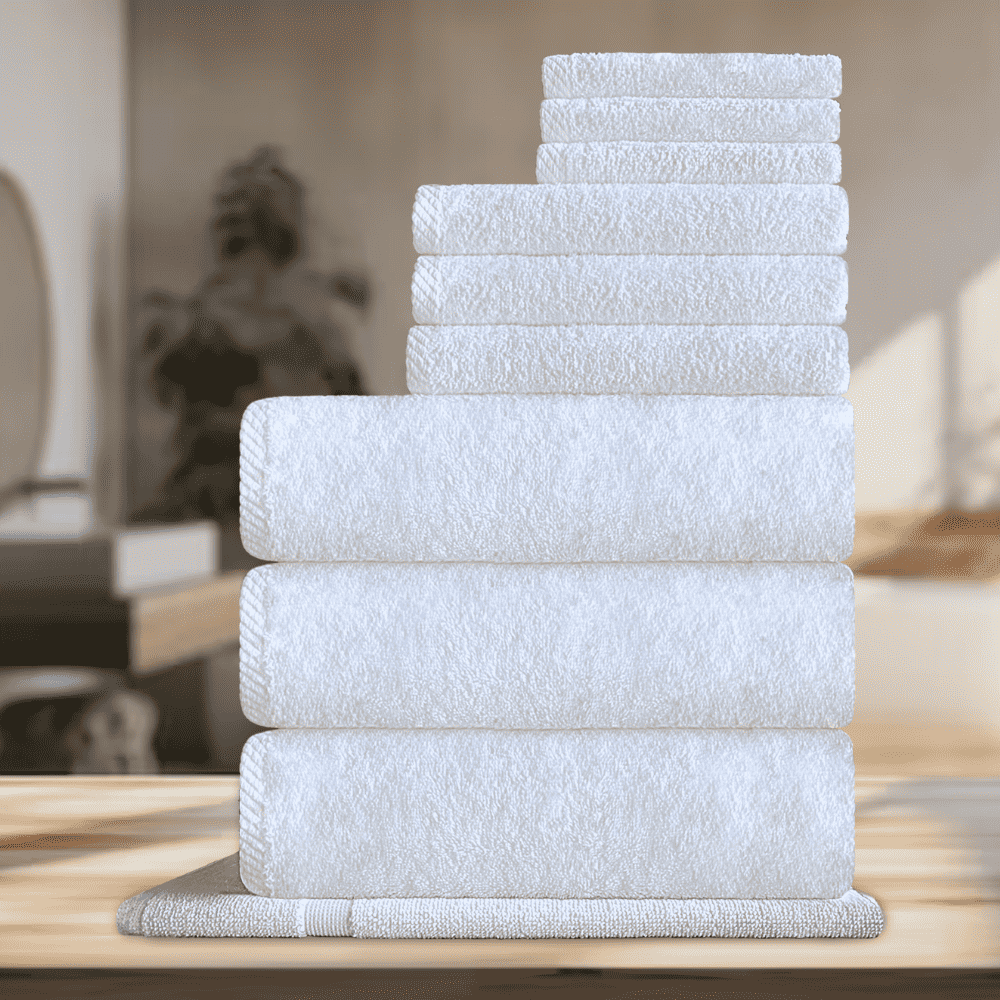 10 Piece Towel set Hotel-quality towels offering softness, strength, and quick drying