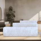 Hotel white 100% cotton towels with border design 3 Pc set of towels