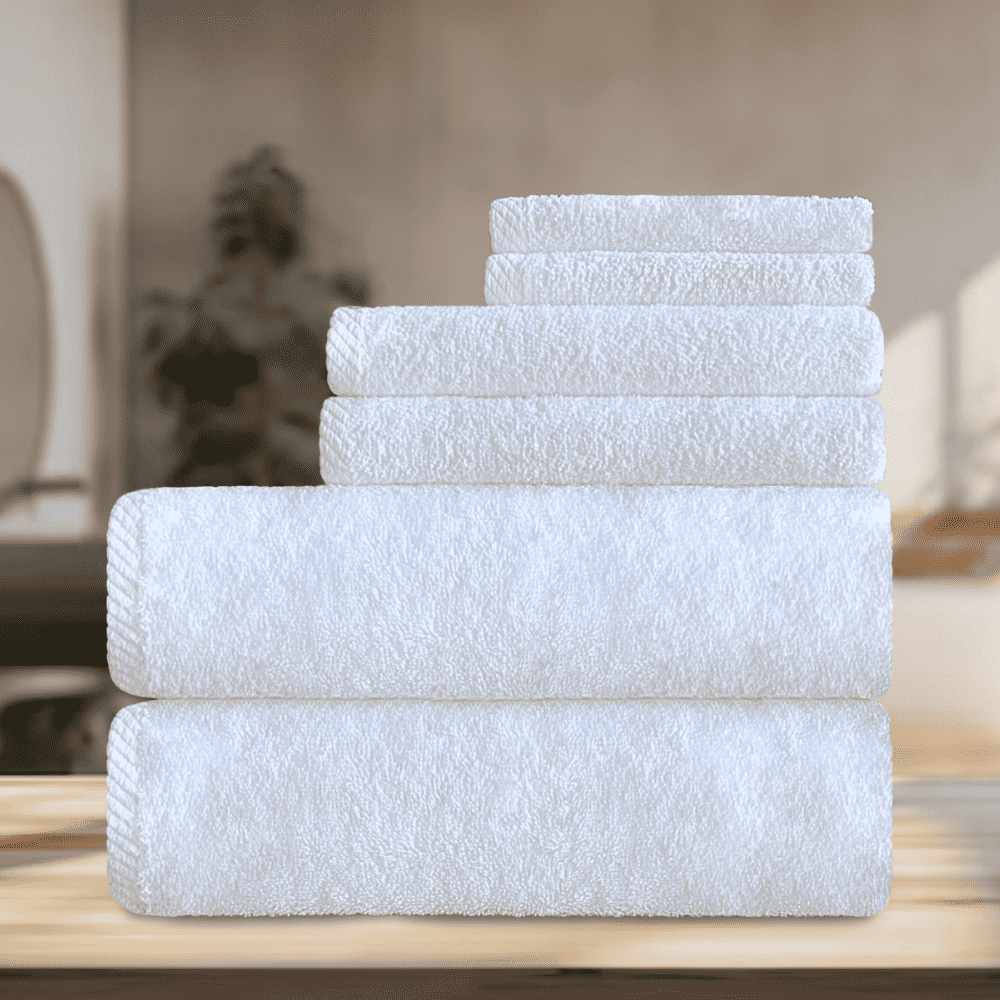  6 pc towel set Quick-drying cotton blend towels with a smooth finish
