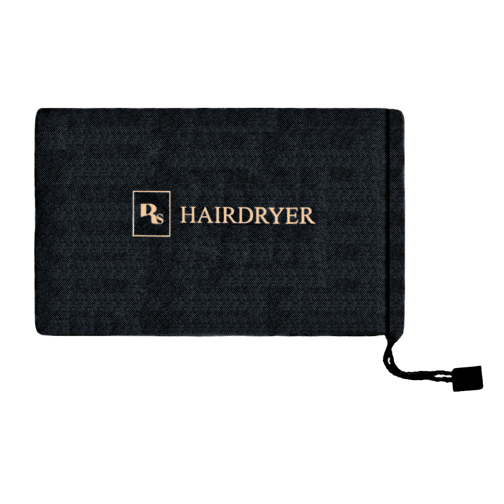 Soft black velvet fabric hairdryer bag with smooth scratch-free finish
