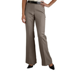 Straight leg khaki flat front pants with permanent pressed crease