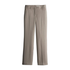  Tailored straight leg khaki pants with pressed creases and elastic waistband