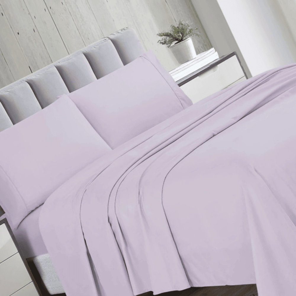 Microfiber bed sheet set in solid color with smooth and durable fabric finish Lavender