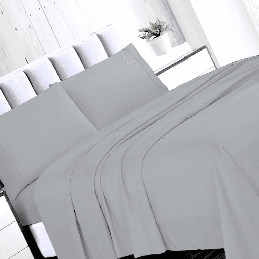 Lightweight microfiber bed sheets with a soft, smooth feel for everyday comfort Alloy Grey 