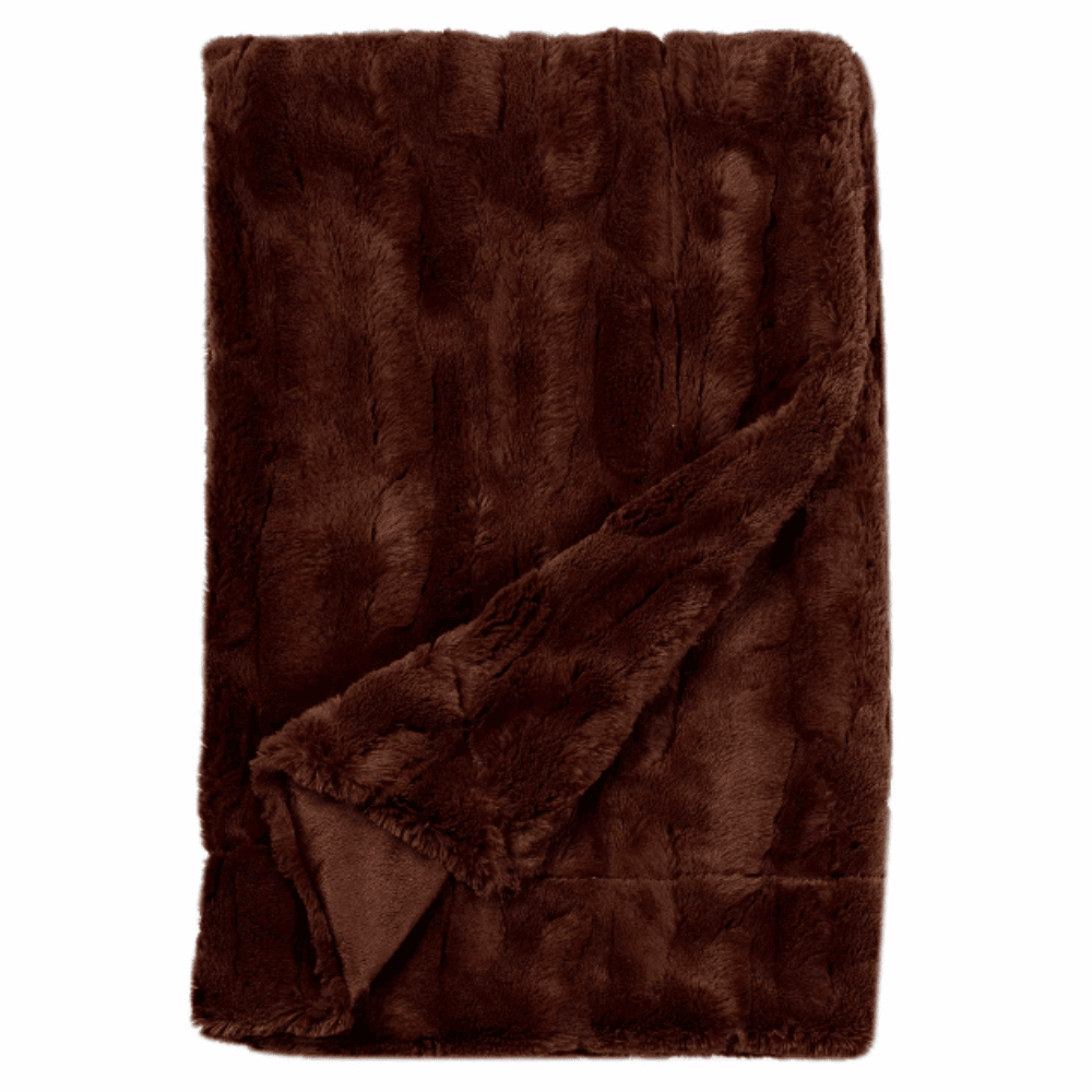 Lightweight faux fur throw blanket displayed to show plush texture and soft finish Maroon