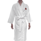 Comfortable and absorbent bathrobe with kimono design and embroidered heart
