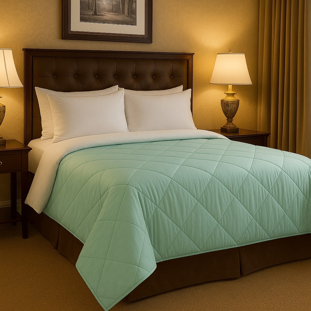 Modern 3pc pintuck comforter set offering soft microfiber comfort and a refined green color