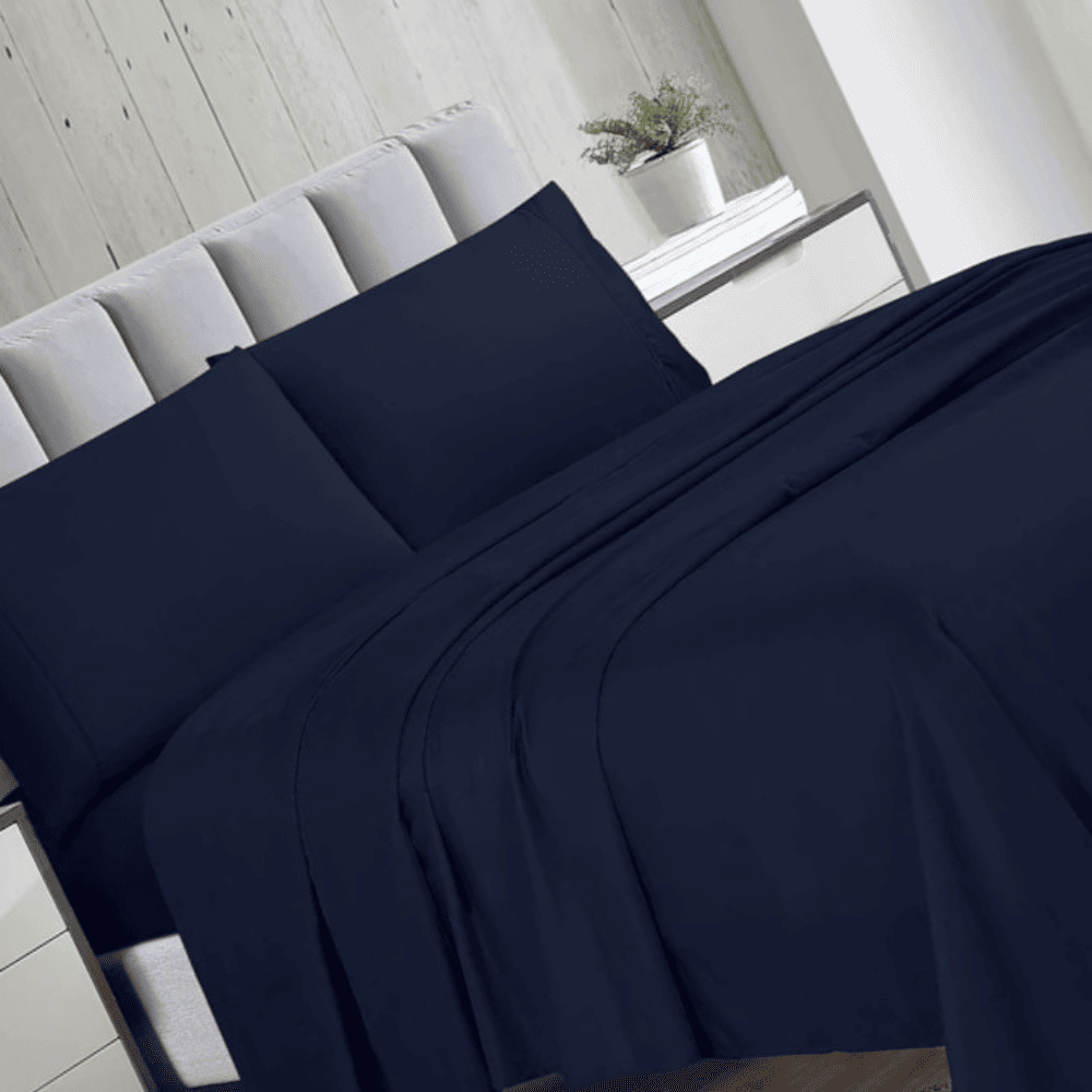 Microfiber pillowcases with soft, hypoallergenic fabric and clean stitched edges Navy