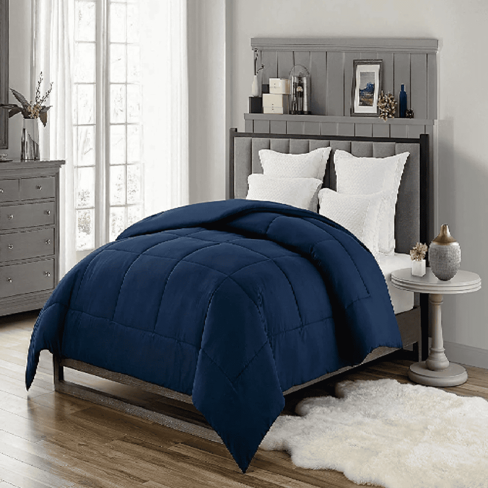 Heavy fill down alternative comforter with baffle box design for all-season warmth