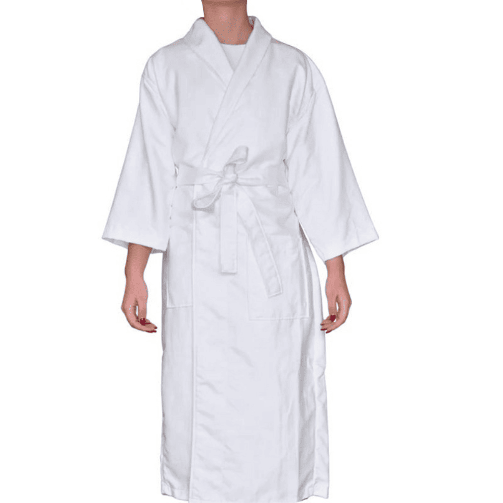 Comfortable and absorbent bathrobe with kimono design, perfect for relaxing.